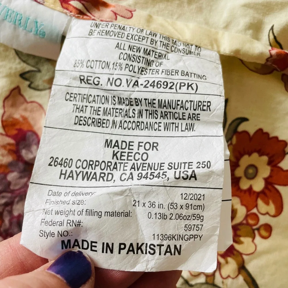 Waverly Charleston Chirp Quilted Pillow Shams Cream Floral Bird Chinoiserie